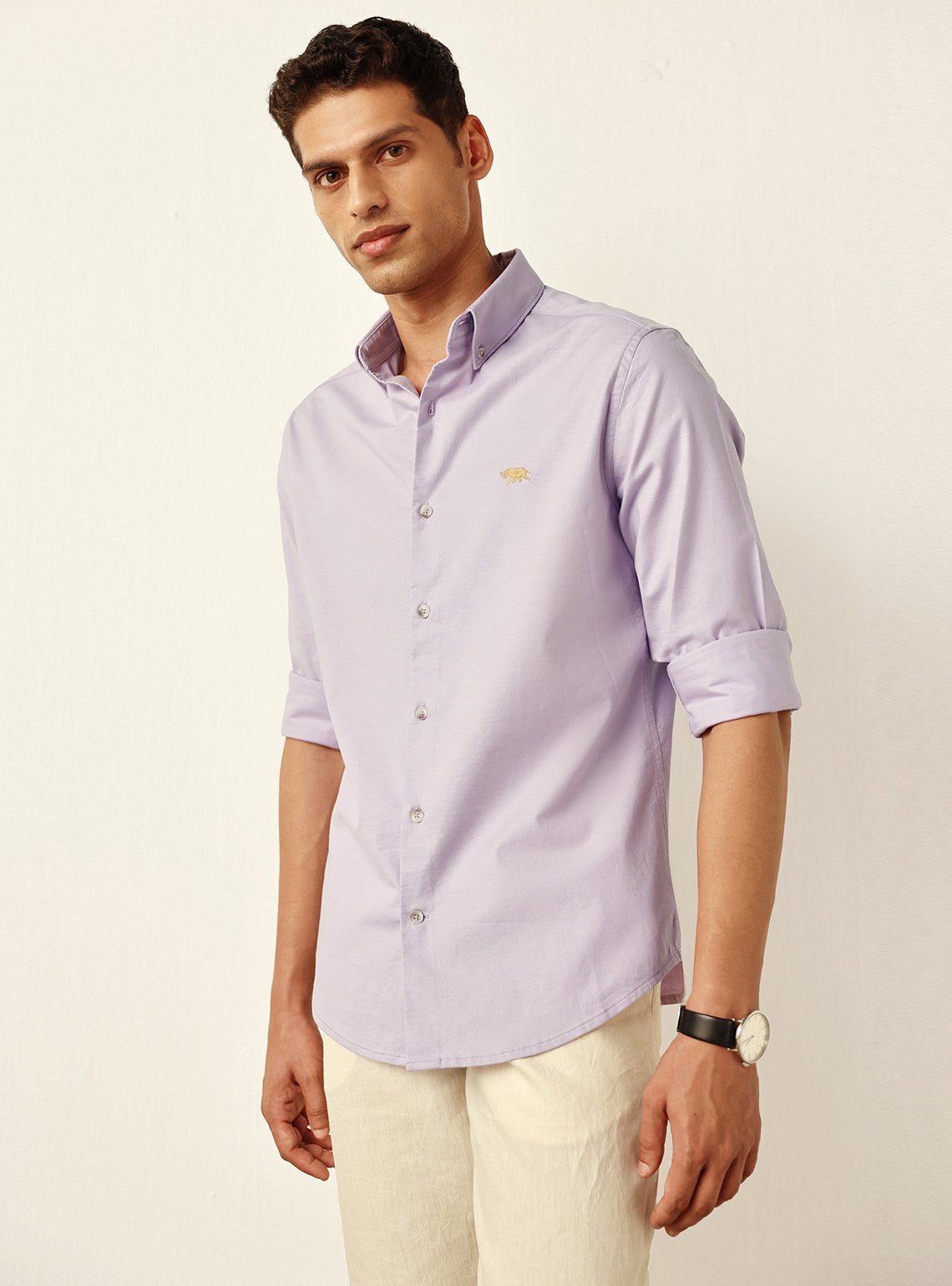 Mauve Lavender Cotton Stretch Oxford Shirt