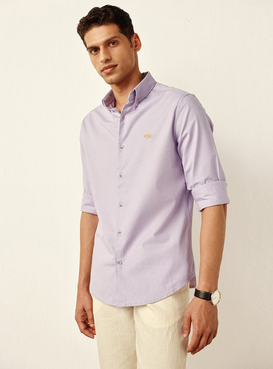 Mauve Lavender Cotton Stretch Oxford Shirt