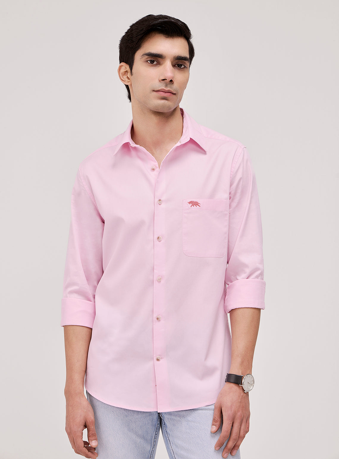 Salmon Pink Cotton Twill Shirt