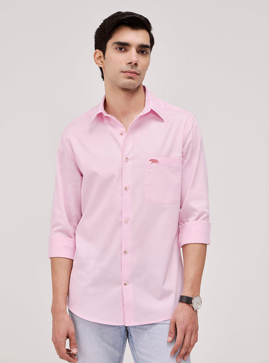 Salmon Pink Cotton Twill Shirt
