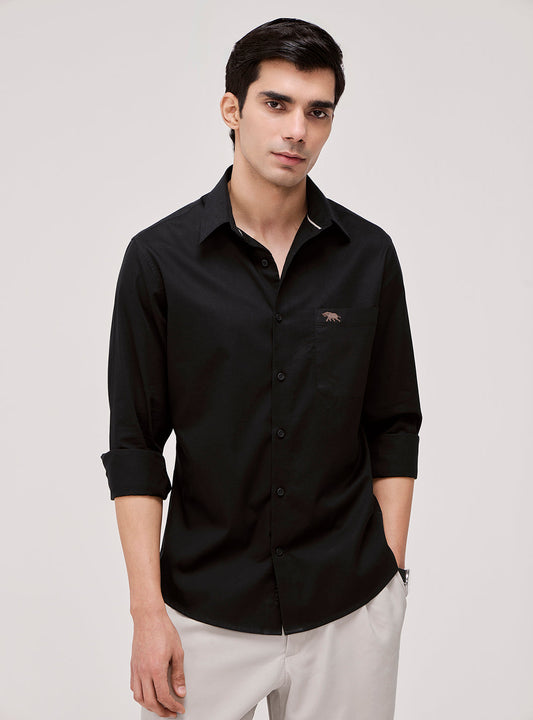 Ink Black Cotton Twill Shirt