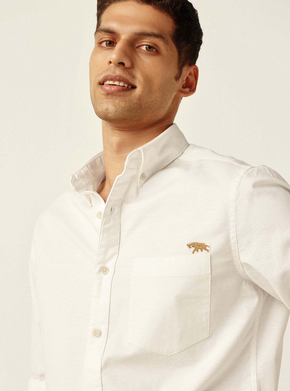 Classic Clean White Cotton Stretch Oxford Shirt