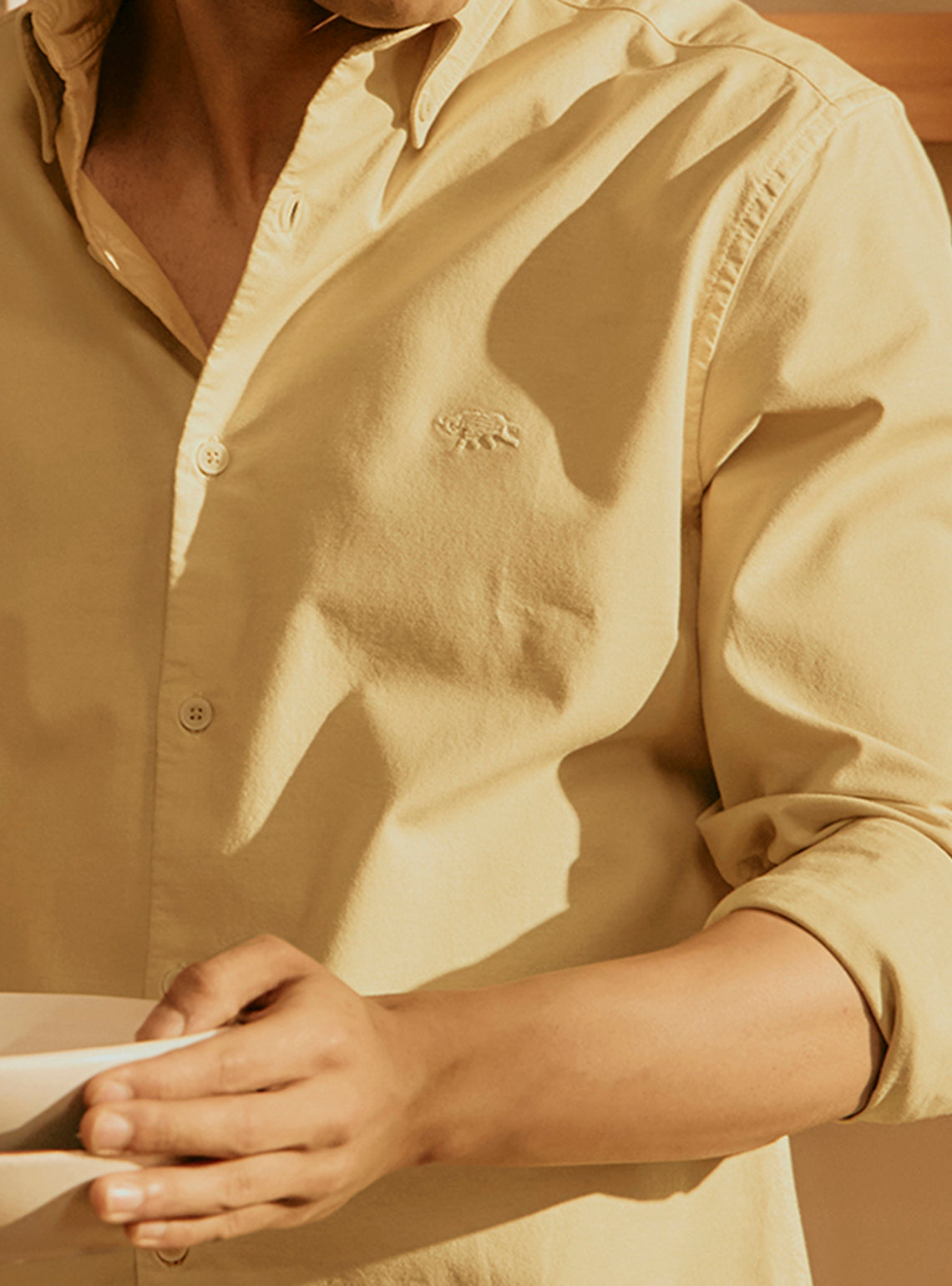 Buttercup Yellow Cotton Stretch Oxford Shirt