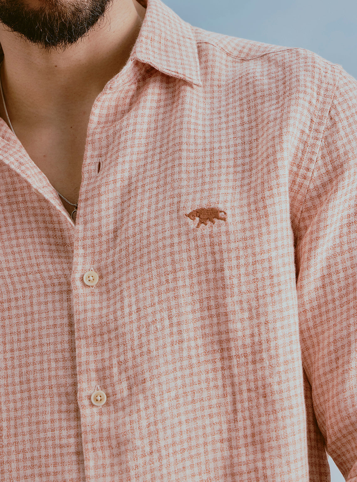 Dune Orange Linen Check Shirt