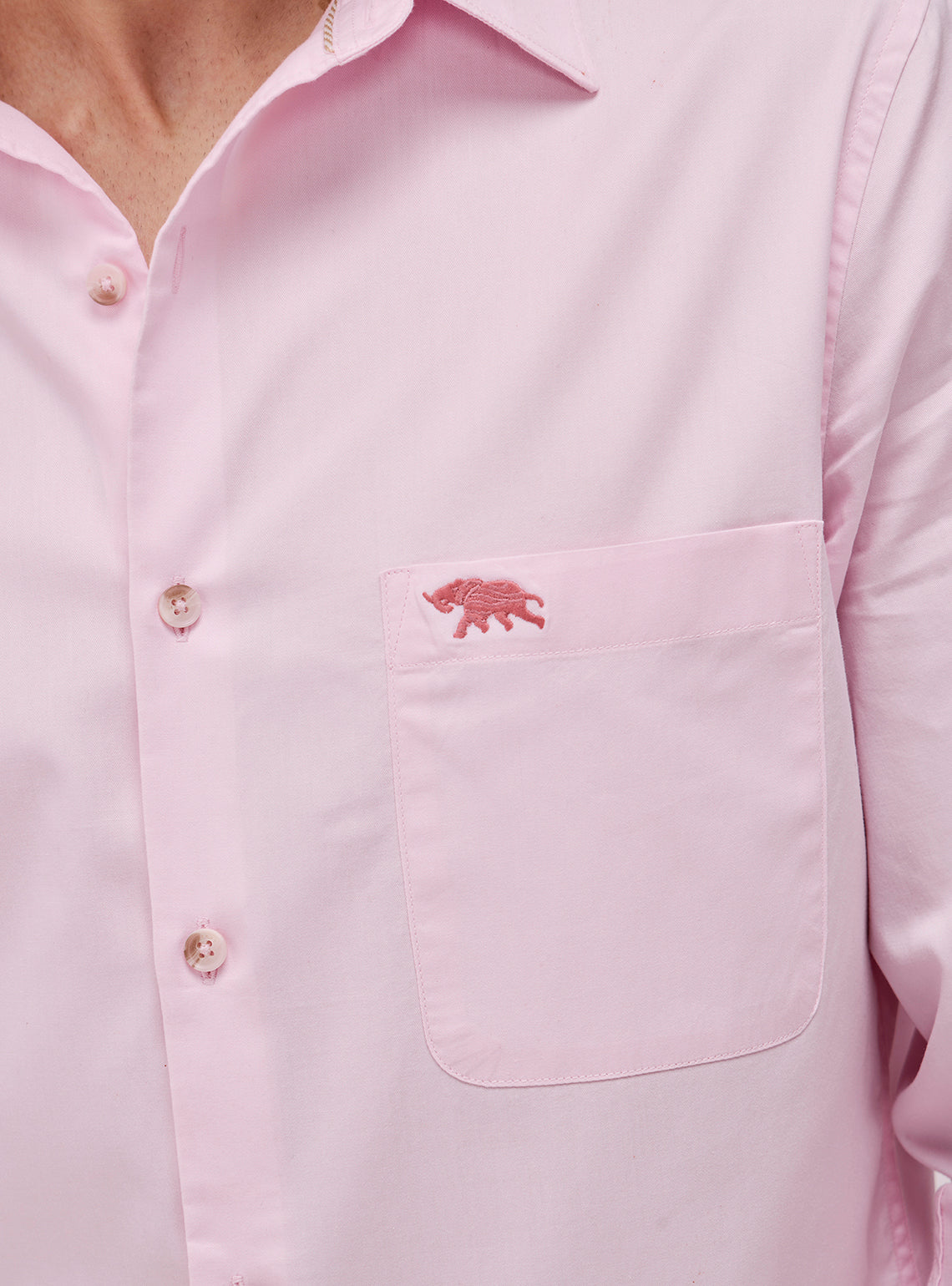 Salmon Pink Cotton Twill Shirt