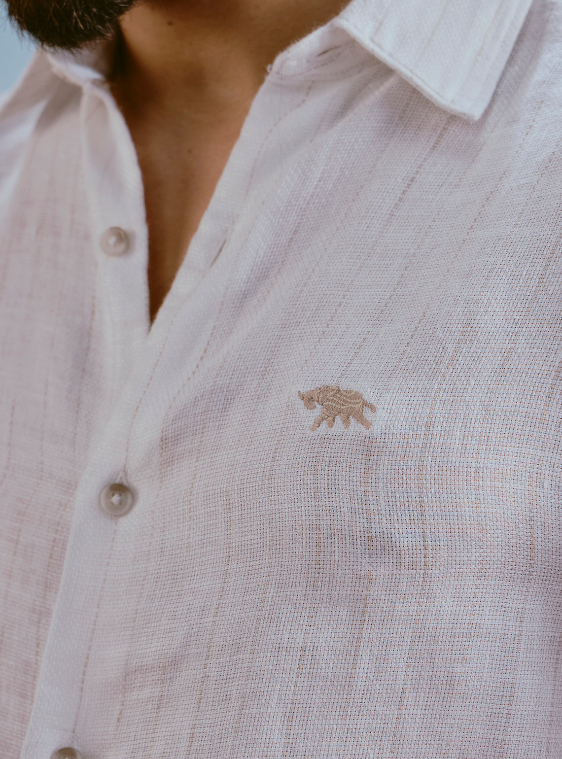 Foam White Linen Stripe Shirt
