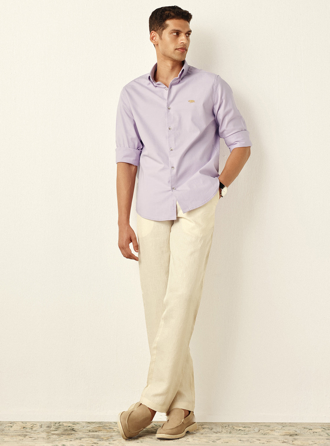 Mauve Lavender Cotton Stretch Oxford Shirt