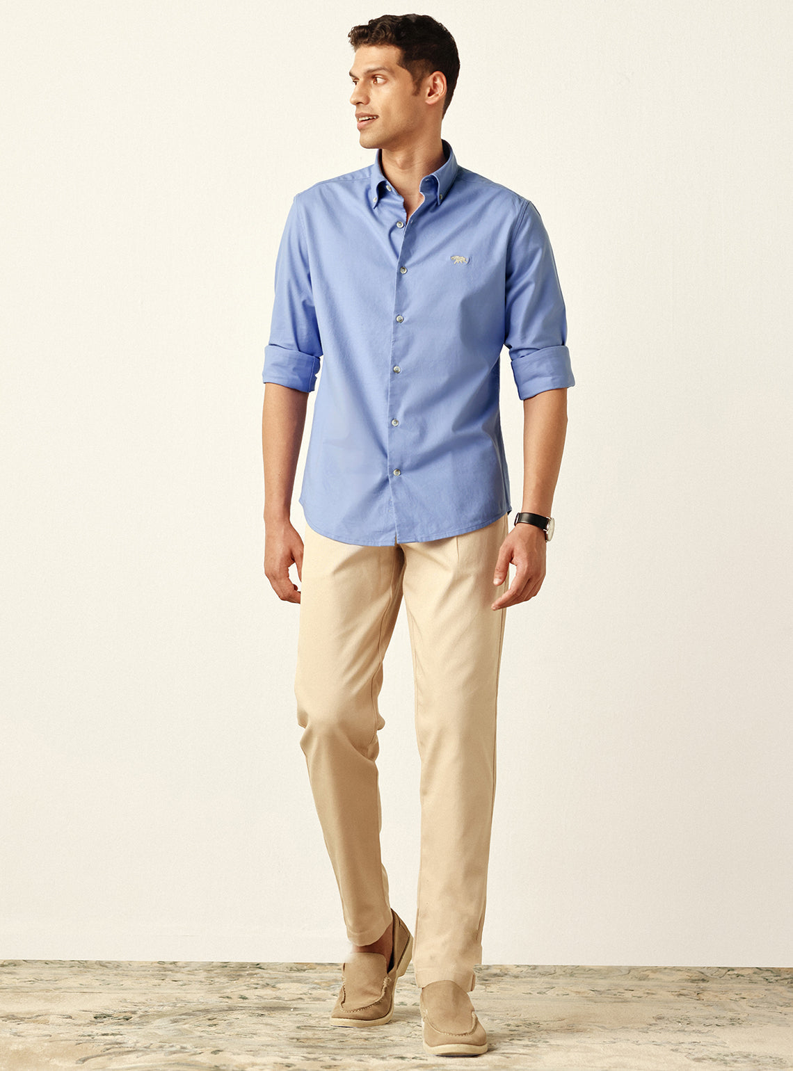 Classic Blue Cotton Stretch Oxford Shirt