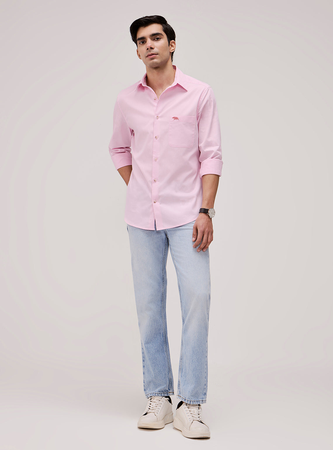 Salmon Pink Cotton Twill Shirt