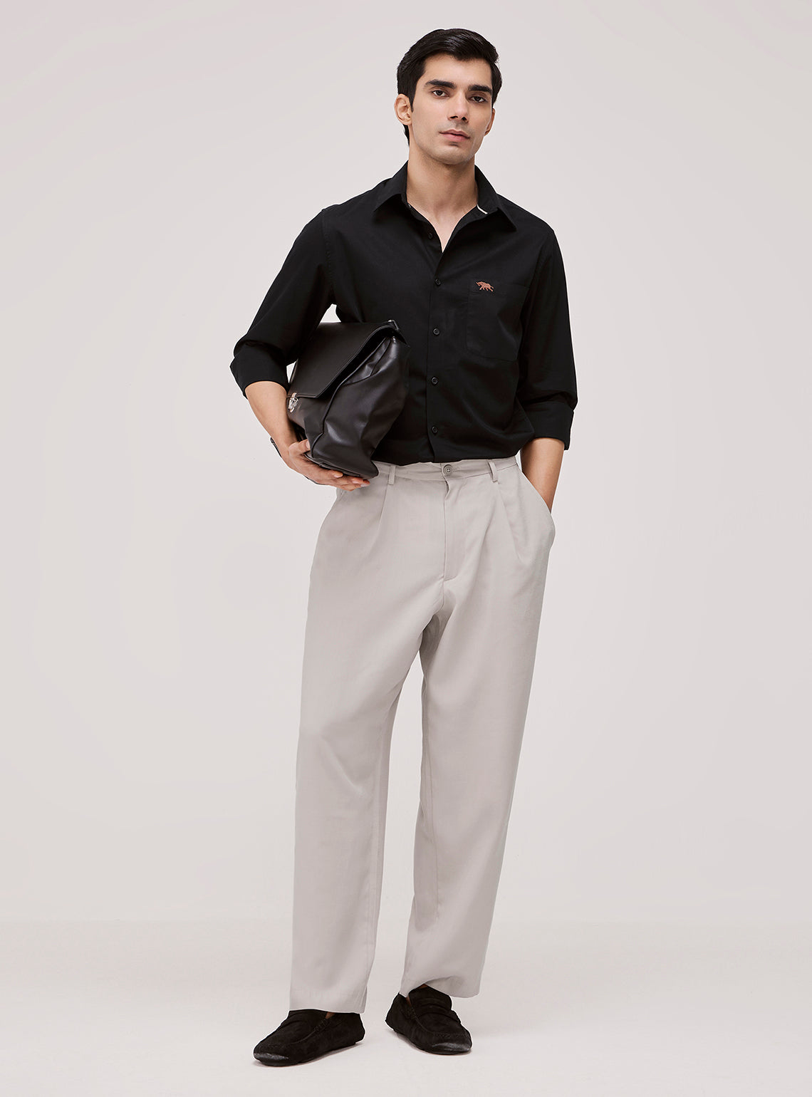 Ink Black Cotton Twill Shirt