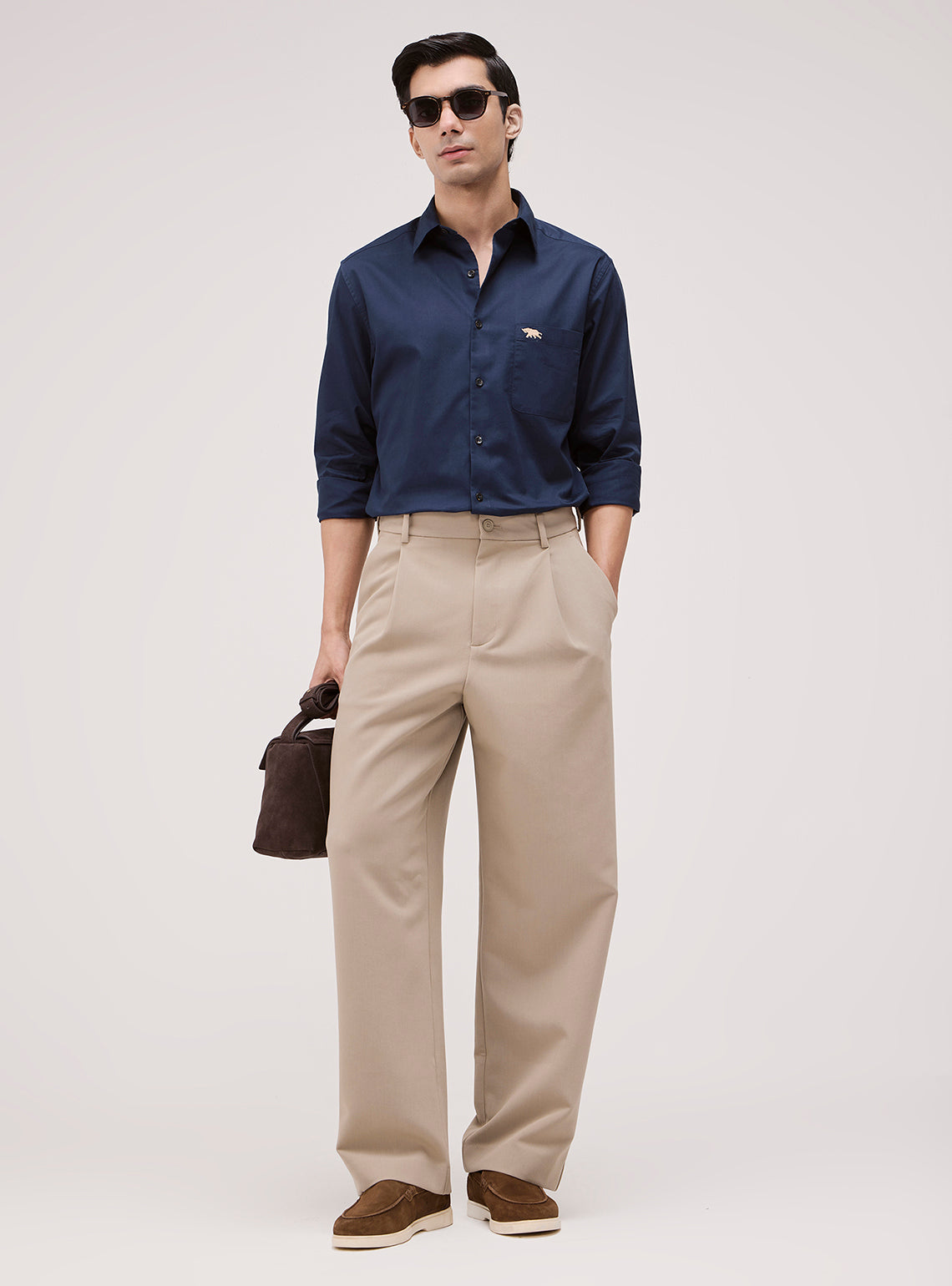 Liberty Navy Cotton Twill Shirt
