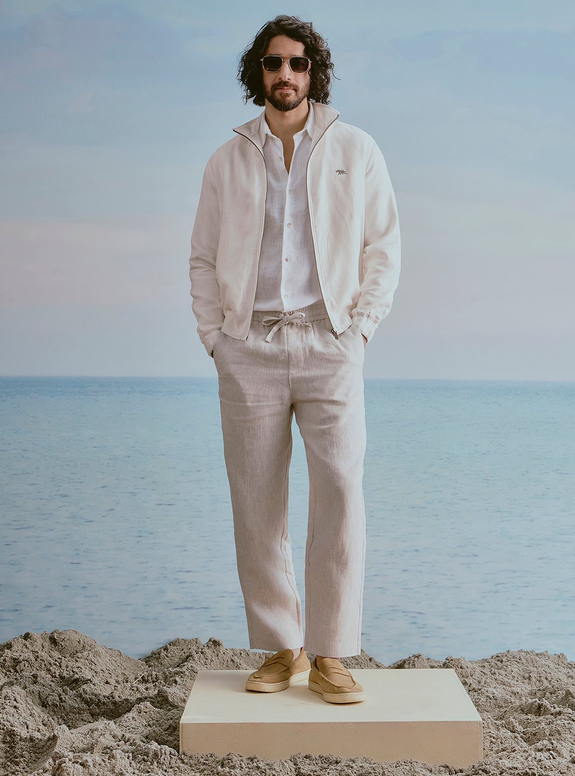Foam White Linen Stripe Shirt