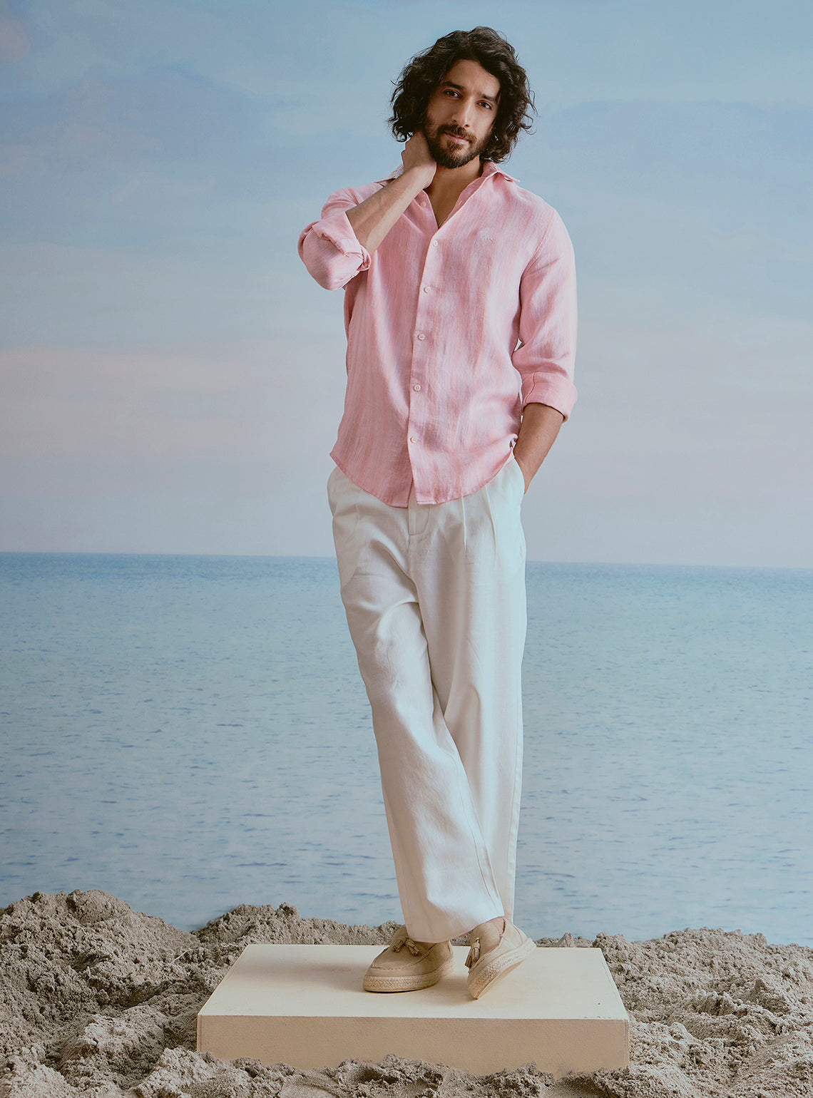 Blush Pink Linen Structure Shirt