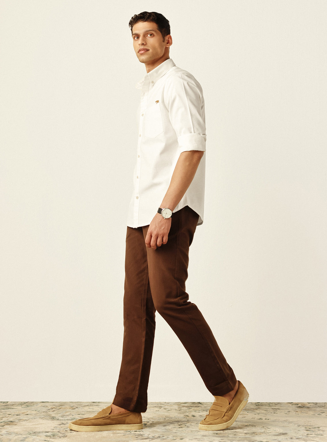 Classic Clean White Cotton Stretch Oxford Shirt
