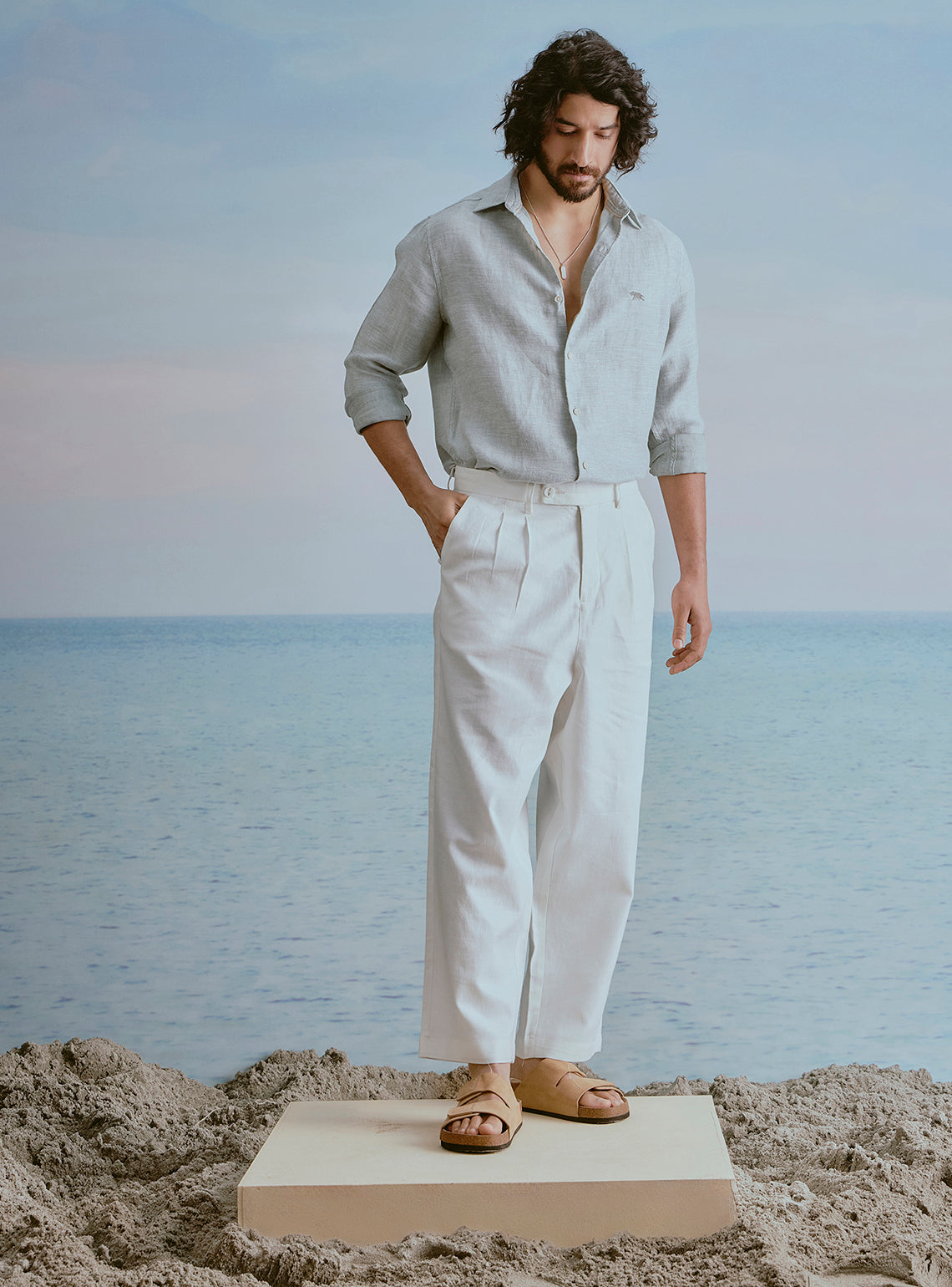 Tide Green Linen Dobby Shirt