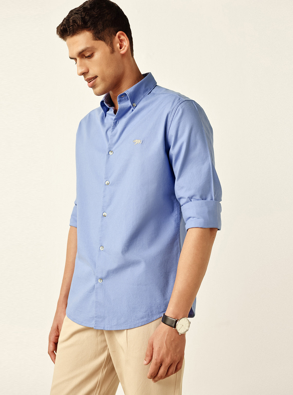 Classic Blue Cotton Stretch Oxford Shirt