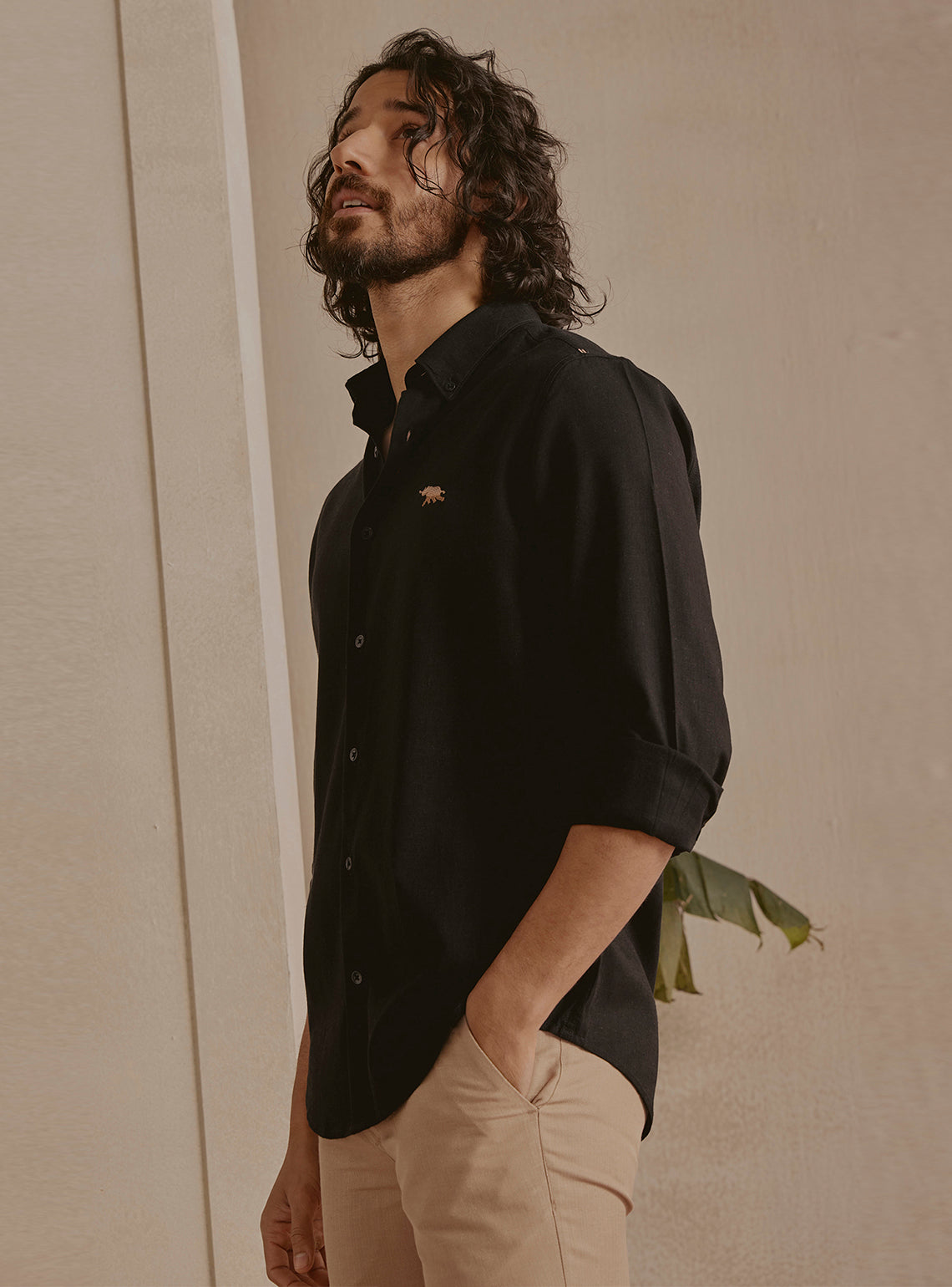 Deep Black Linen Shirt