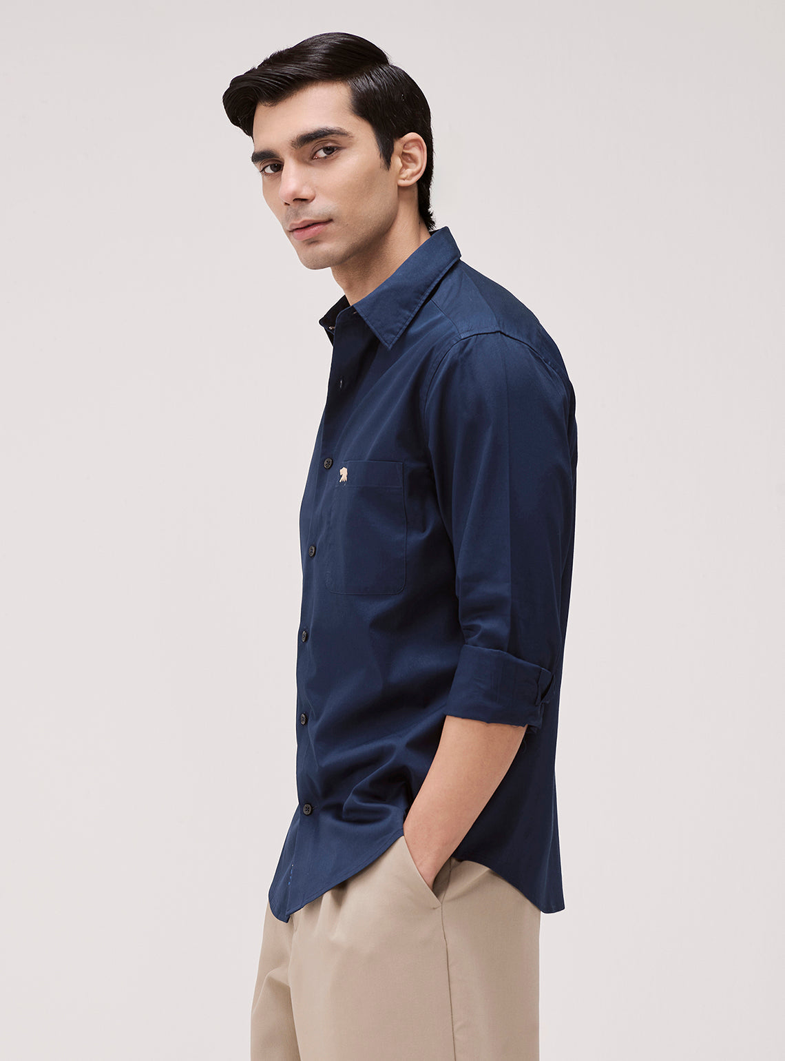 Liberty Navy Cotton Twill Shirt
