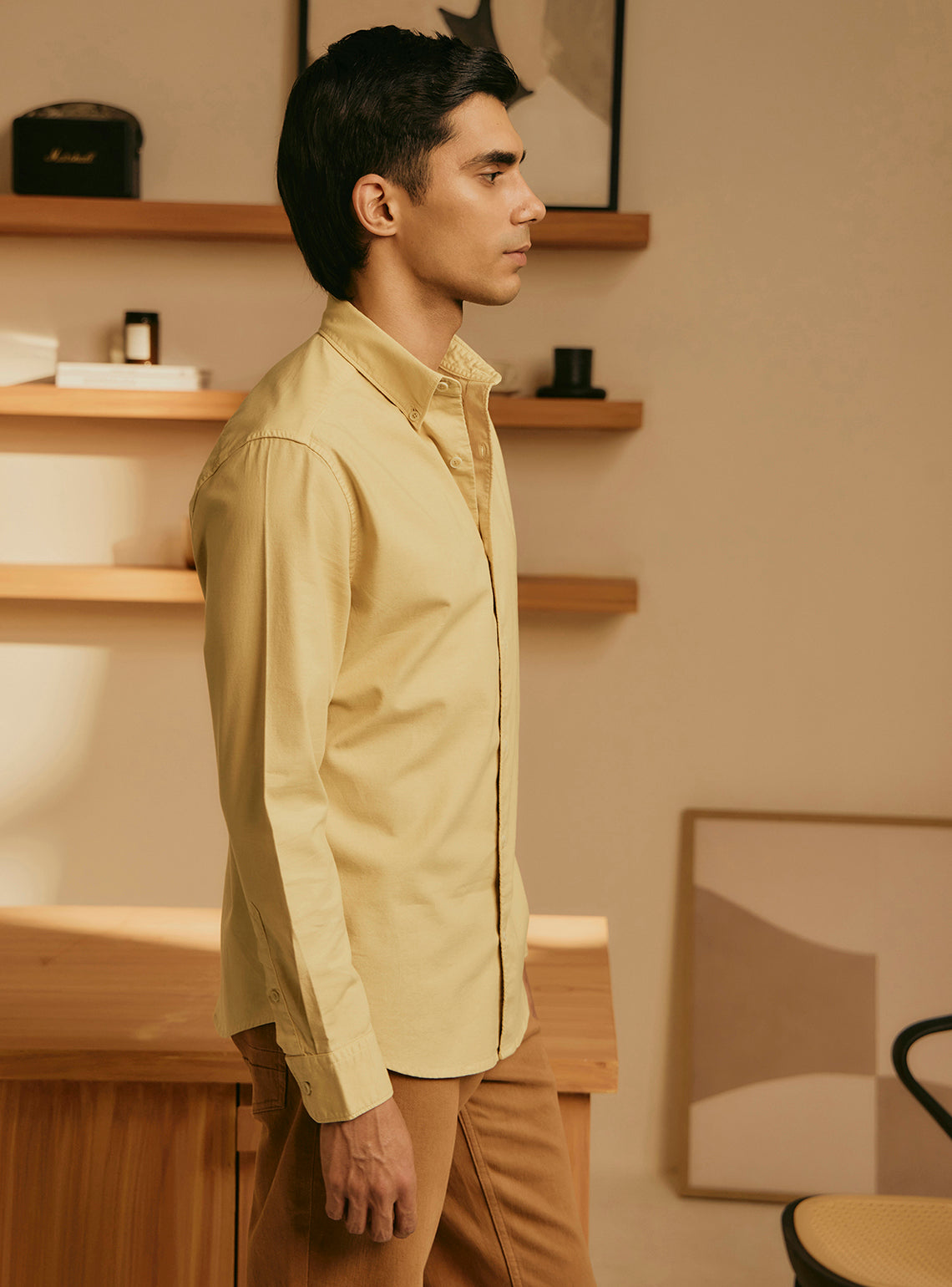 Buttercup Yellow Cotton Stretch Oxford Shirt