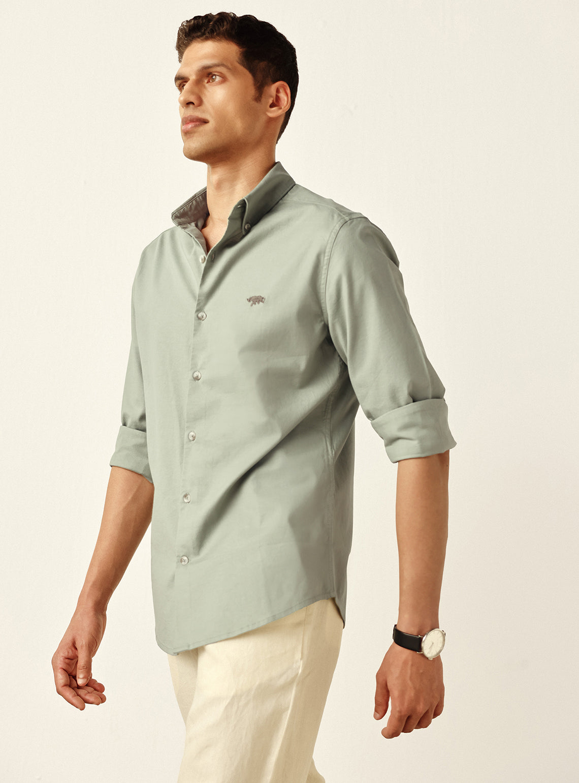 Cedar Green Cotton Stretch Oxford Shirt