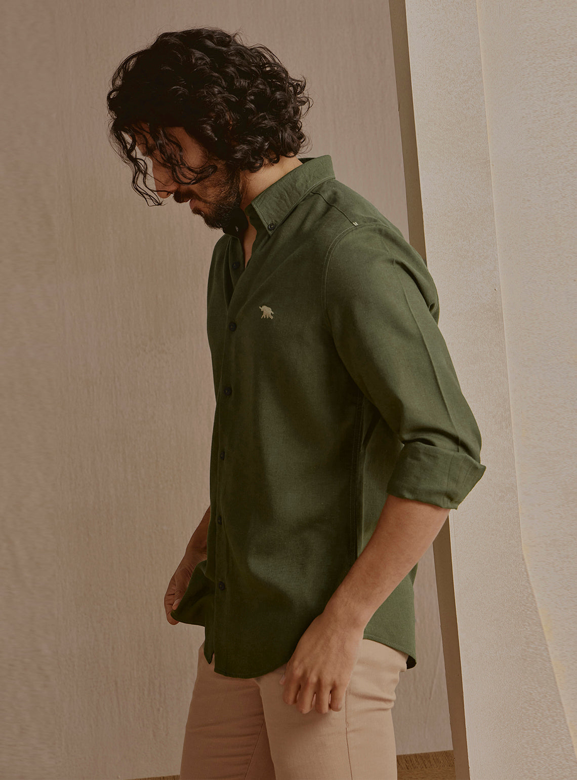 Seafoam Olive Linen Shirt