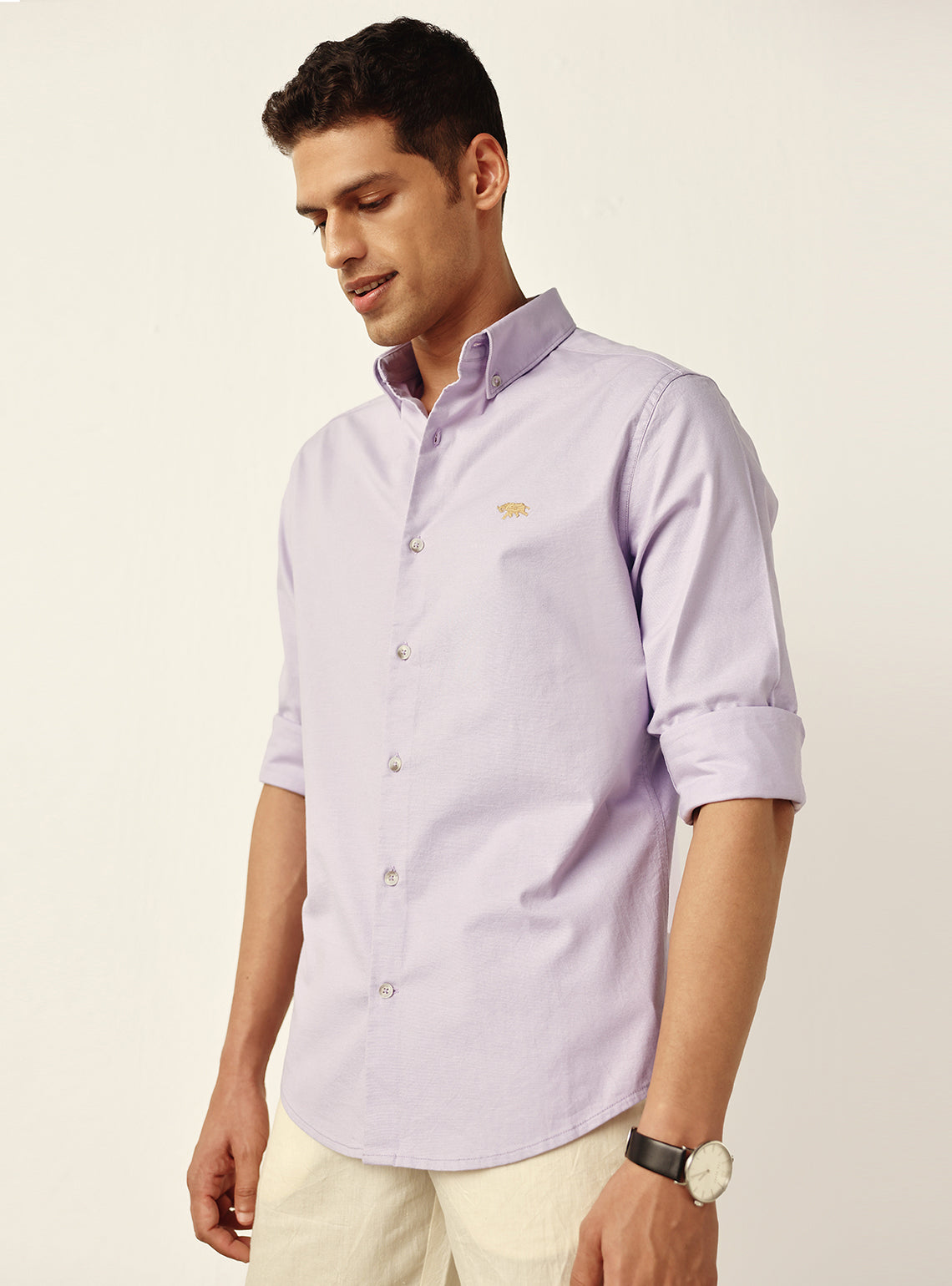 Mauve Lavender Cotton Stretch Oxford Shirt
