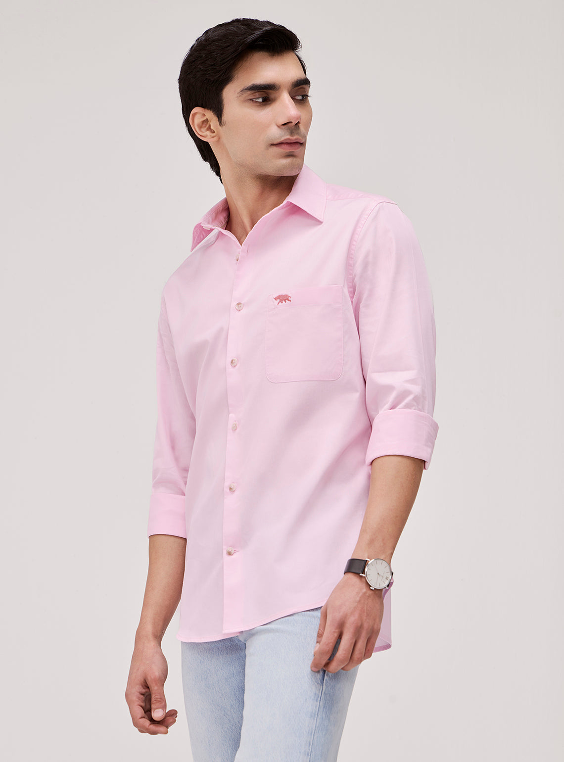 Salmon Pink Cotton Twill Shirt