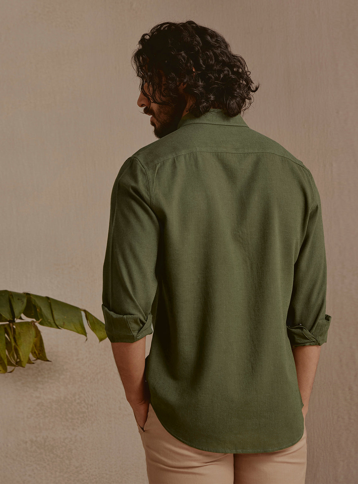 Seafoam Olive Linen Shirt