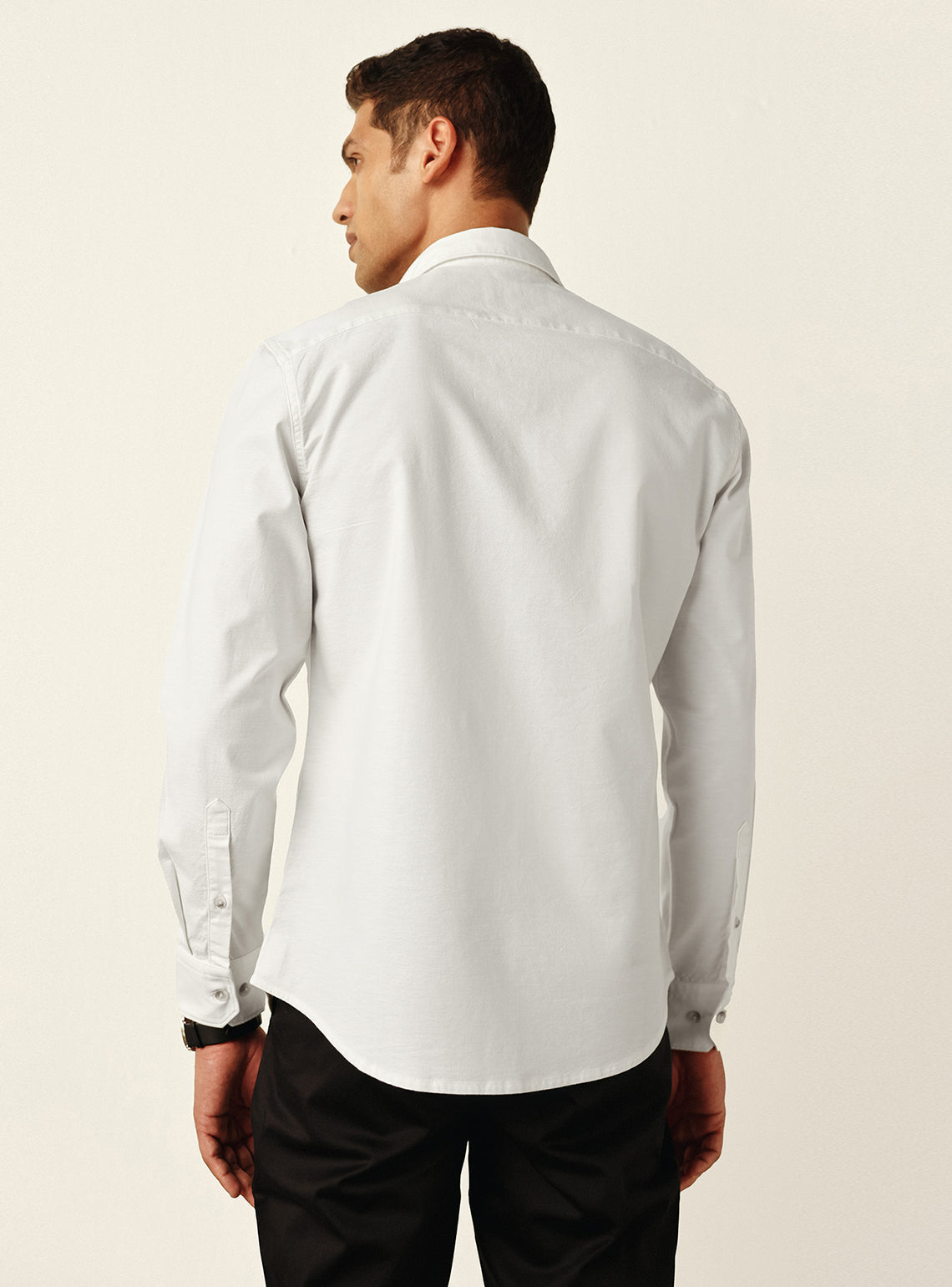Refined Ivory Cotton Stretch Oxford Shirt