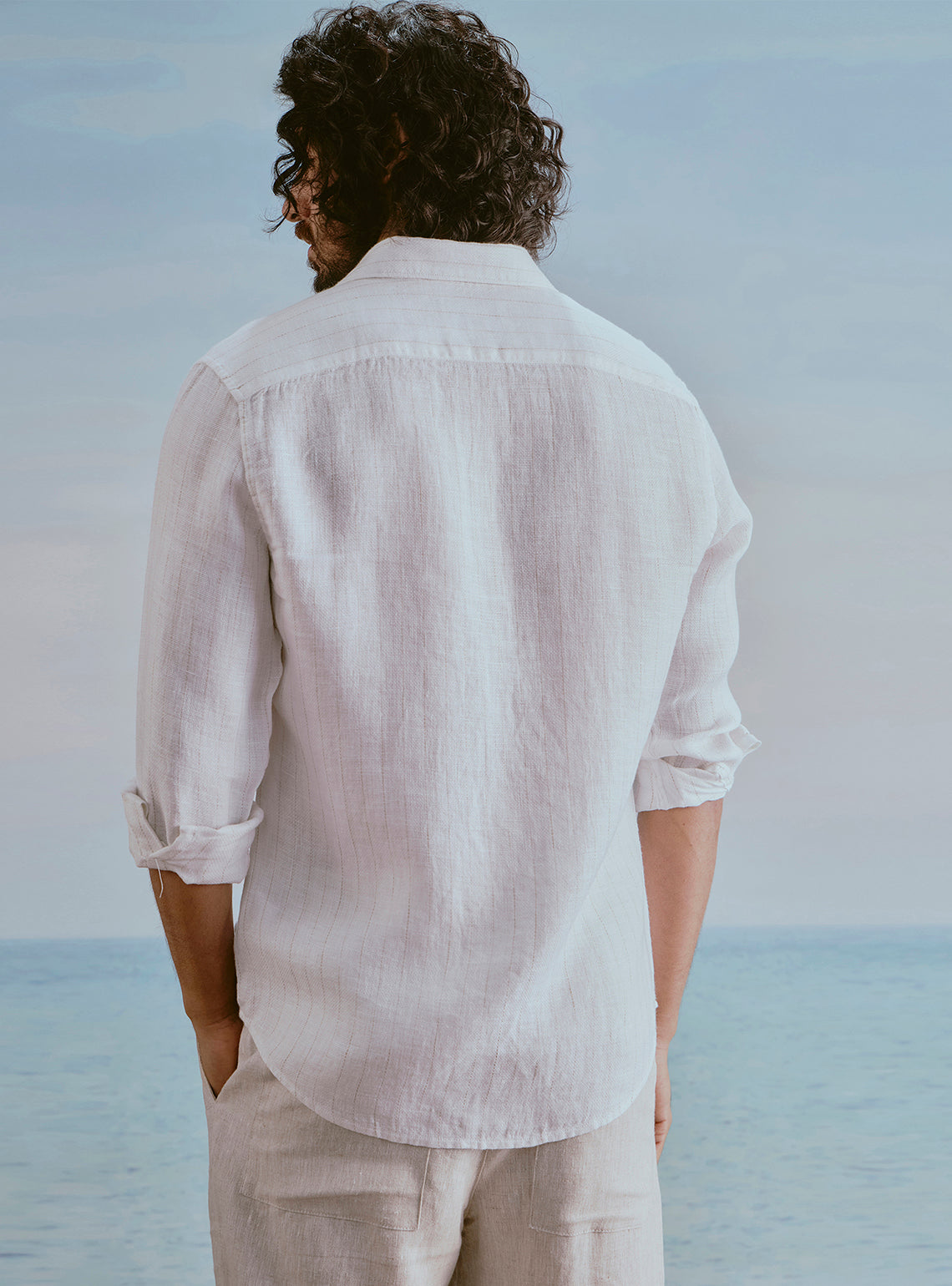 Foam White Linen Stripe Shirt