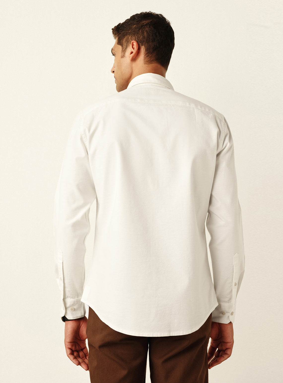 Classic Clean White Cotton Stretch Oxford Shirt