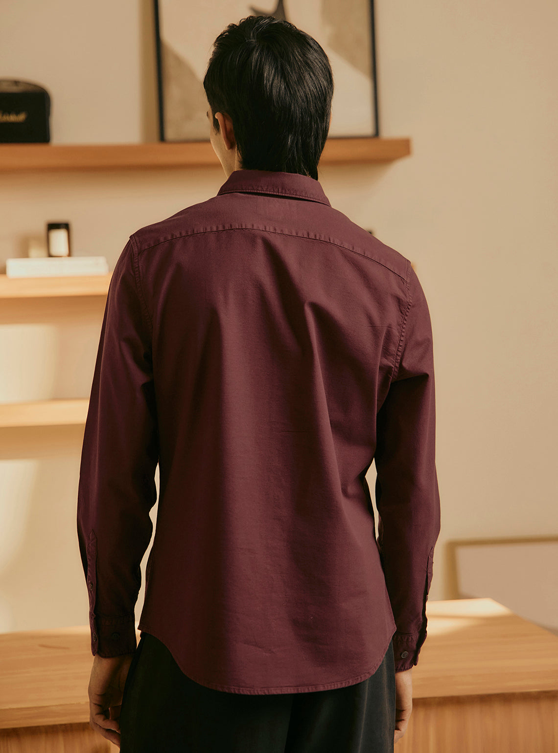 Merlot Burgundy Cotton Stretch Oxford Shirt